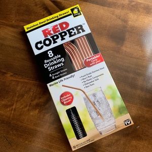 Red Copper Reusable Drinking Straws (8 pcs)